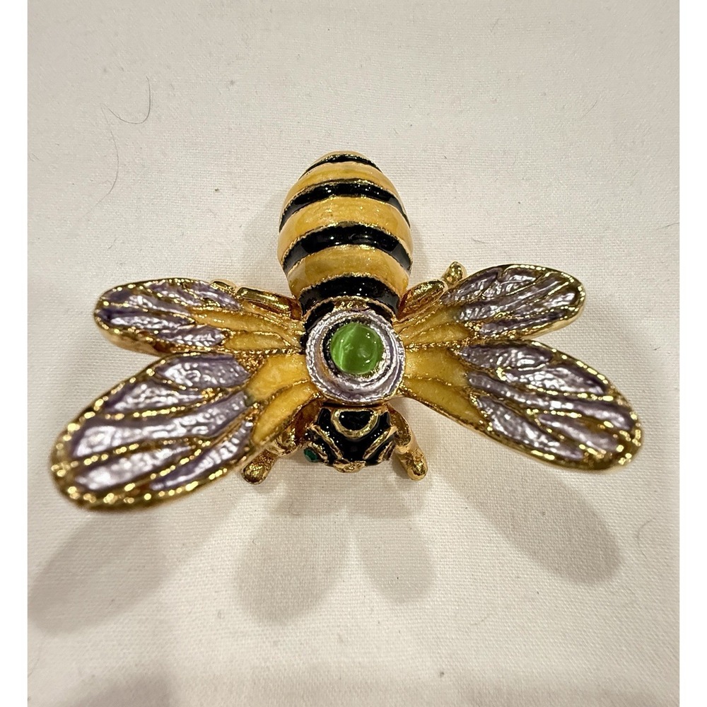 Yellow Black Enamel‎ Painted Wasp Trinket Box